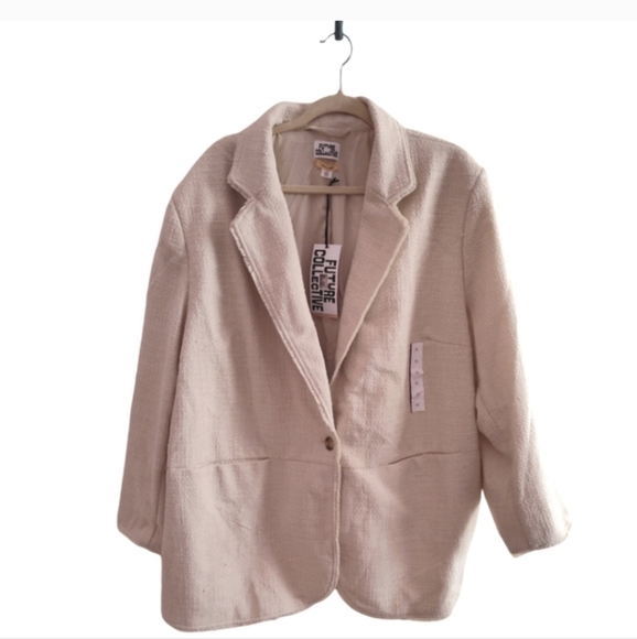 NWT Future Collective X Jenny K. Lopez Tweed Blazer Jacket in Ivory Size 3X ✨ - Picture 6 of 13
